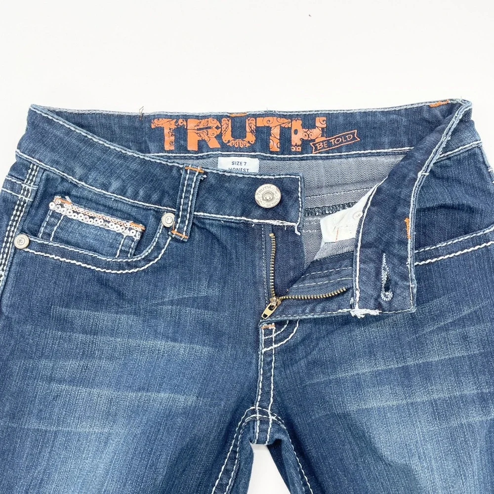 Truth Be Told Low Rise Jeans Size 7 Y2K Western Cowgirl McBling Indie Festival‎